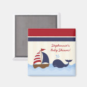 2"x2"スクウェア・アホイ航海の・ホエールマグネット マグネット (正面/裏面)