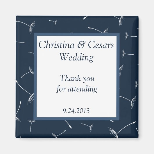 2"x2" ナビーブルーのタンポポの花の告知用マグネット マグネット (正面)