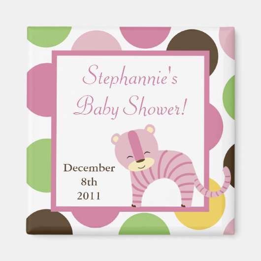 2"x2"マグネット好きジャングルクイーンピンクタイガーサファリ マグネット (正面)