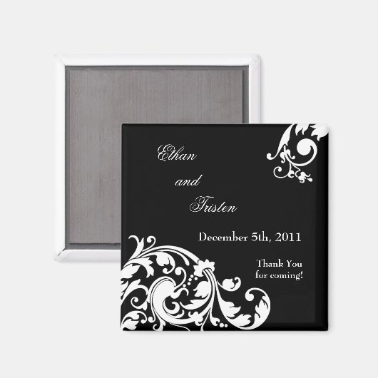 2"x2"マグネット白黒フローラ充填剤 マグネット (正面/裏面)