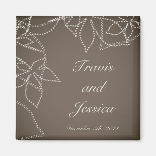 2"x2"マグネット秋のフローラ紅葉グレー マグネット (正面)