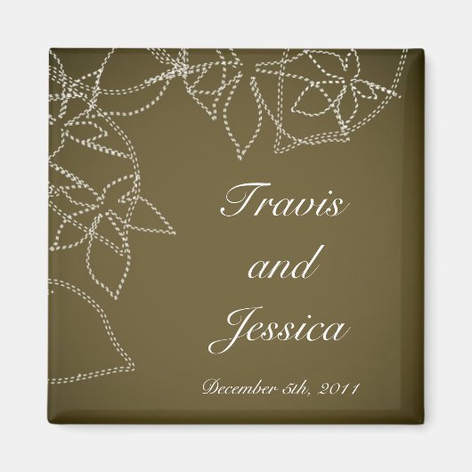 2"x2"マグネット秋のフローラ紅葉茶色 マグネット (正面)