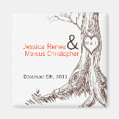 2"x2"マグネット秋ツリーイニシャル彫刻Auto マグネット (正面)