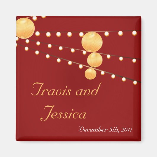 2"x2"マグネット紙提灯に赤い中国語 マグネット (正面)