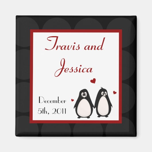 2"x2"マグネット・ペンギンLove Couple Mate for Li マグネット (正面)