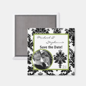 2"x2"保存する日付マグネットブラックグリーンダマスク マグネット (正面/裏面)