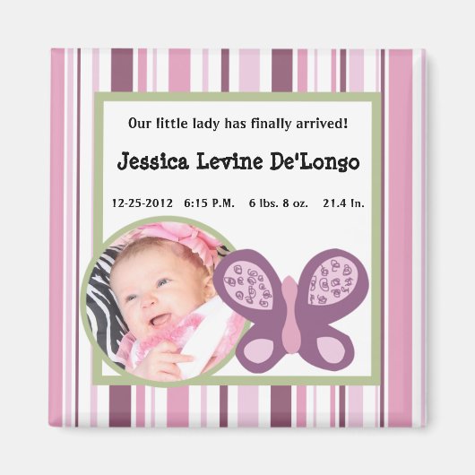 2"x2"告知マグネットシュガープラムバタフライ マグネット (正面)