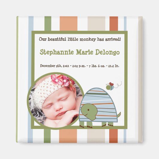 2"x2"告知マグネットラグーナビーチタートルフロッグ マグネット (正面)