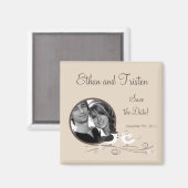 2"x2"日付マグネットの鳥の花嫁を結婚保存する マグネット (正面/裏面)