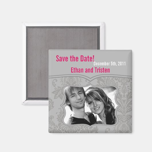 2"x2"日付マグネットグレーダマスクレースモダンを保存する マグネット (正面/裏面)