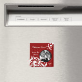 2"x2"日付マグネット深紅レッドフローラを保存 マグネット (インサイチュ (食洗機))