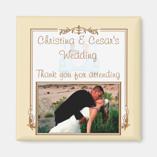 2"x2" 結婚発表 マグネット 新婚カップル (正面)