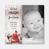 2"x2"誕生発表マグネットカントリーウッド鍵t マグネット (正面)