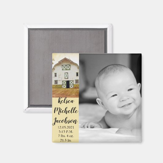 2"x2"誕生発表マグネットサンセットバーカウンター マグネット (正面/裏面)