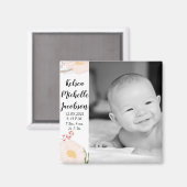 2"x2"誕生発表マグネットベビーピンクコスモスo マグネット (正面/裏面)