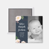 2"x2"誕生発表マグネットベビーピンクコスモスo マグネット (正面/裏面)