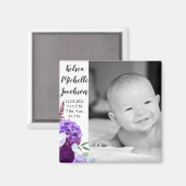 2"x2"誕生発表マグネットラベンダーハイビスカス マグネット (正面/裏面)