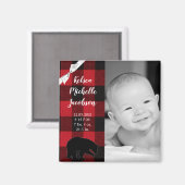 2"x2"誕生発表マグネットレッドバッファローブラック マグネット (正面/裏面)