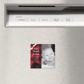 2"x2"誕生発表マグネットレッドバッファローブラック マグネット (インサイチュ (食洗機))