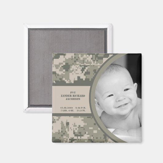 2"x2" ARMY ACU迷彩柄誕生発表磁石 マグネット (正面/裏面)