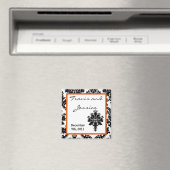 2"x2" Favy Magnet Black Orange Damask Laceプリント マグネット (インサイチュ (食洗機))