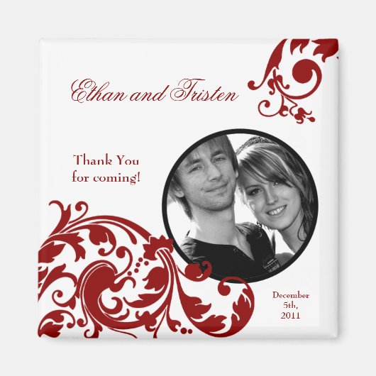 2"x2" Favy Magnet Crimson Red Data Filigree マグネット (正面)