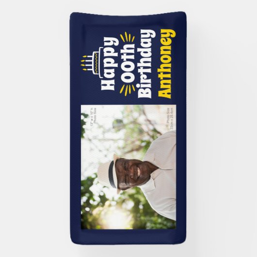 2' x 1'ハッピーバースデー任意の年フォトバナー 横断幕 (縦)