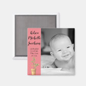 2'' x 2''生誕告知マグネットボヘミアンカクタスSu マグネット (正面/裏面)