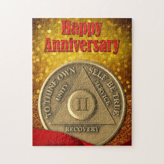 2 Year AA Coin Glitter Happy Anniversary ジグソーパズル (縦)
