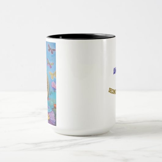 2 Year CUSTOM NAME AA Butterflies Flowers マグカップ (中央)
