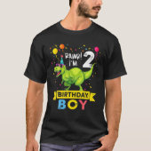 2 Year Old 2Nd Birthday Boy T Rex Dinosaur Tシャツ (正面)