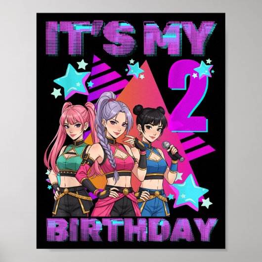 2 Years Old Birthday K P Kids 2nd Birthday Girls K ポスター (正面)