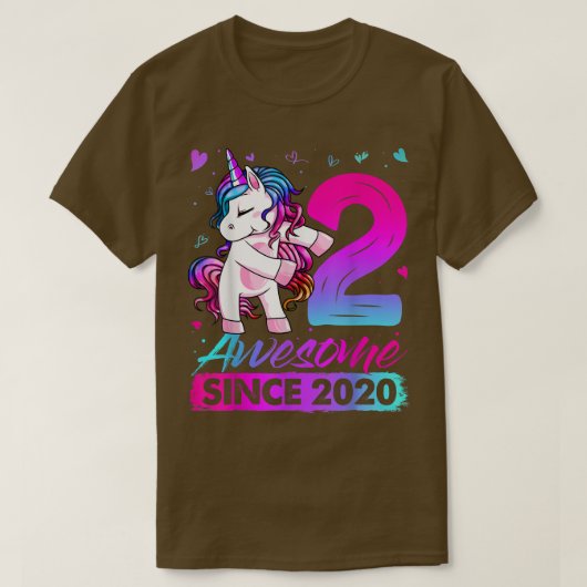 2 Years Old Unicorn Flossing 2nd Birthday Girl Uni Tシャツ (デザイン正面)