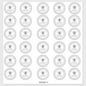 2" Your Name Here Editable White Honey Jar Bee シール (シート)