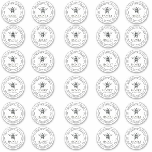 2" Your Name Here Editable White Honey Jar Bee シール (正面)