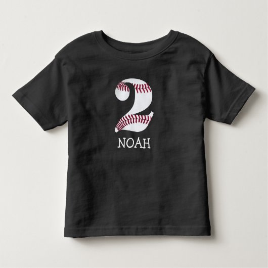 2 yr oldのためのカスタマイズ可能な誕生日の野球のワイシャツ トドラーTシャツ (正面)