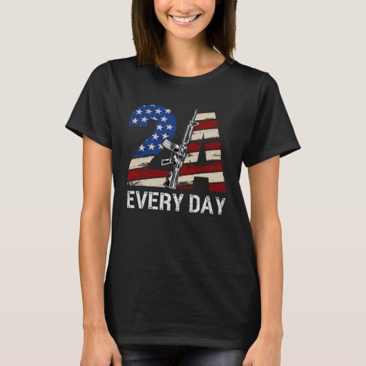 2A AR15 Rifle 2nd Amendment Patriotic Gun Owner Tシャツ (正面)