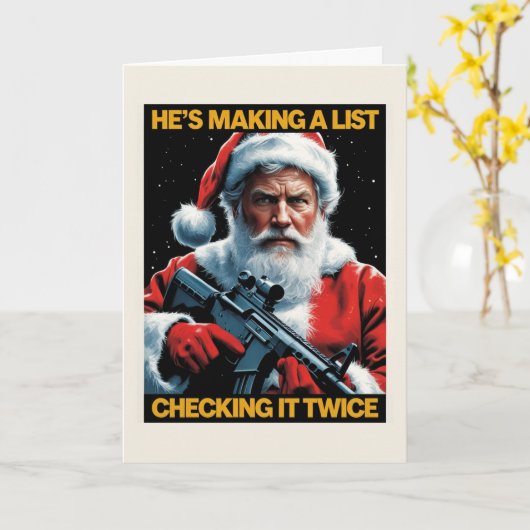 2A Santa Christmas Card | Second Amendment Holiday カード (黄色い花)