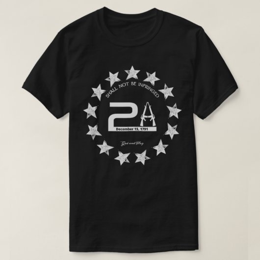2A SECOND 2ND II AMENDMENT SHALL NOT BE INFRINGED Tシャツ (デザイン正面)