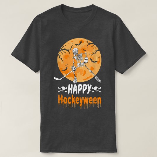 2AOL Happy Hockeyween Skeleton Hockey Player Hallo Tシャツ (デザイン正面)