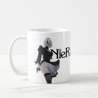 2B Nier Automata白い光沢マグカップ コーヒーマグカップ