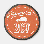 2CVサービスヴィンテージオレンジカーショップタイポグラフィ マグネット (正面)