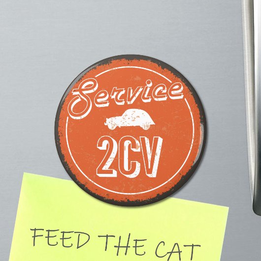 2CVサービスヴィンテージオレンジカーショップタイポグラフィ マグネット