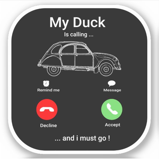 2CVデウシボーおもしろいホ頭が切れるン シール (正面)