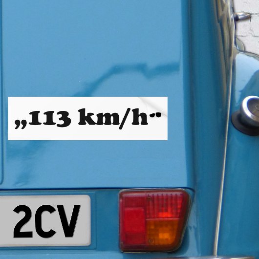 2CV 113 kmh Oldtimerスピードリミットタイポグラフィ バンパーステッカー