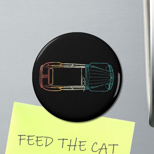 2cv Deuxシボックレインボーブループリント マグネット