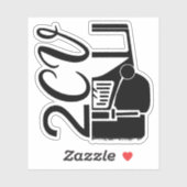 2CV Deux ChevauxブラックシックなスクリプトフォントTypografie シール (シート)