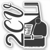 2CV Deux ChevauxブラックシックなスクリプトフォントTypografie シール (正面)