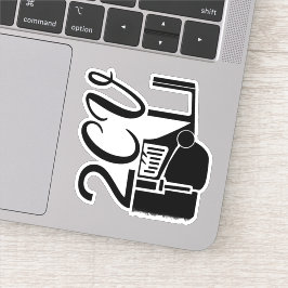 2CV Deux ChevauxブラックシックなスクリプトフォントTypografie シール