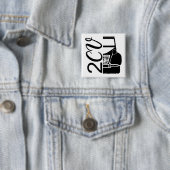 2CV Deux ChevauxブラックシックなスクリプトフォントTypografie 缶バッジ (インサイチュ)